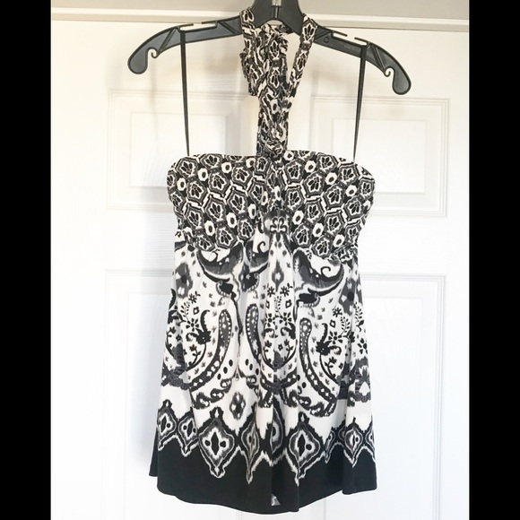EUC Apt. 9 Black & White Printed Halter Bra Top - Picture 1 of 6